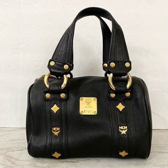 MCM Pebbled Leather Boston Handbag 👜 22cm - Picture 1 of 17